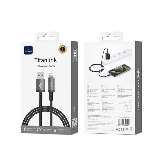 WiWU 1M Aluminum alloy Nylon braided TITAN LINK Series Charging Cable C-055