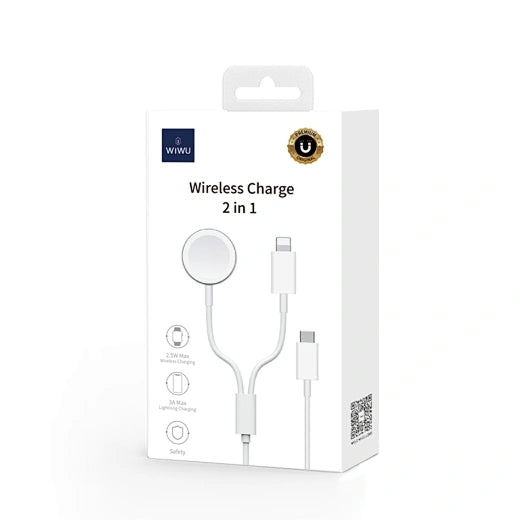 شاحن لاسلكي WiWU 2 في 1 لساعة Apple و iPhone