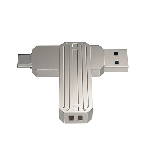 WiWU 2-IN-1 Portable Zinc Alloy USB3.2 Fast data transfer Flash Drive Memory FD003 -128GB