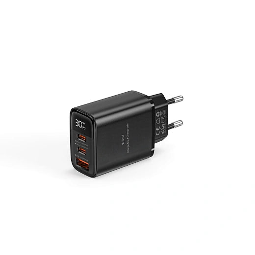 شاحن WiWU Firefly 30W PD GaN السريع Wi-G010 2C+A شاحن حائط للهاتف المحمول