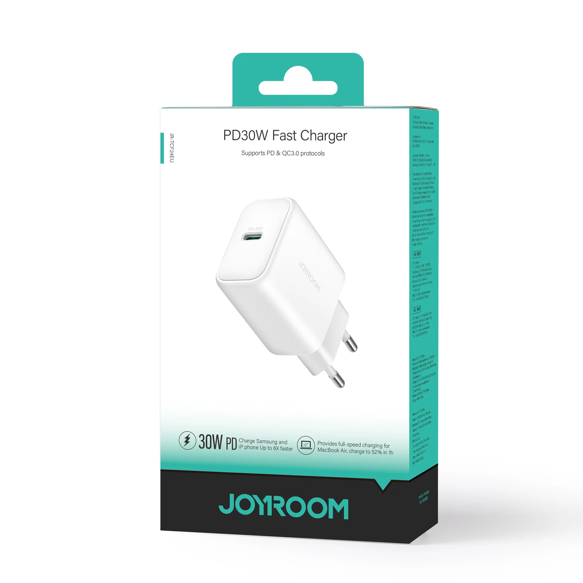 JOYROOM JR-TCF24 PD30W Charger +C to C  1m cable -White - Astro Store