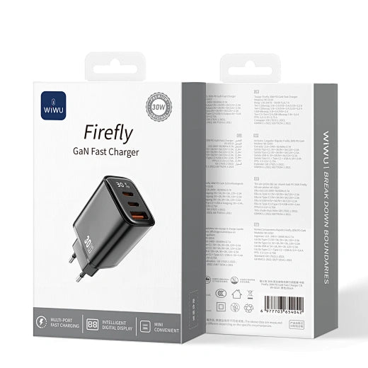 شاحن WiWU Firefly 30W PD GaN السريع Wi-G010 2C+A شاحن حائط للهاتف المحمول