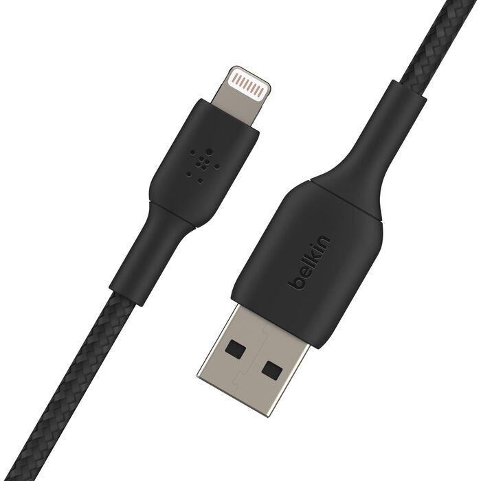 كابل Belkin CAA002bt1MBK BOOST CHARGE™ Lightning إلى USB-A مضفر، 1 متر، أسود