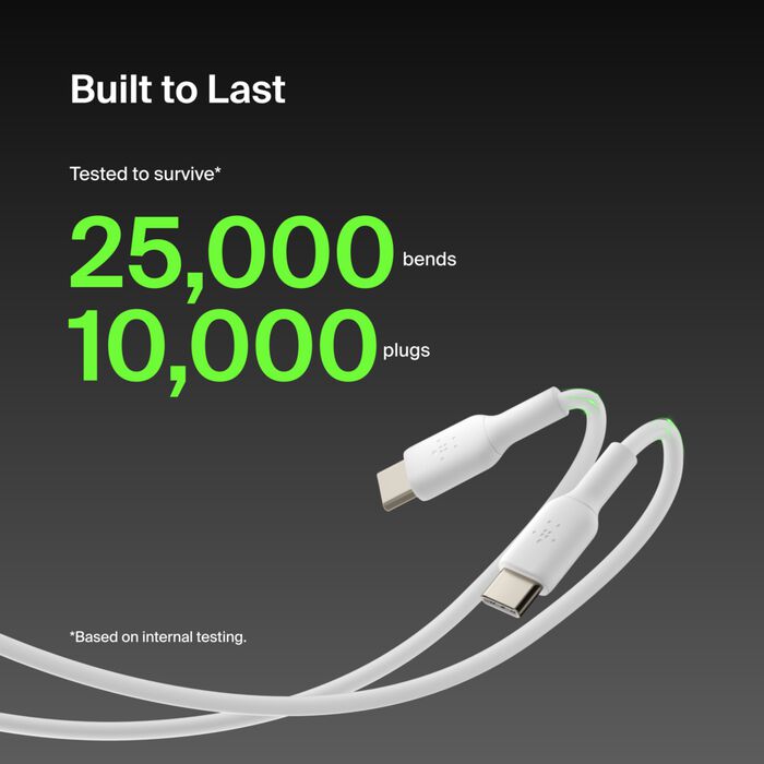 كابل Belkin CAB003bt2MWH BoostCharge USB-C إلى USB-C، 2 متر، أبيض