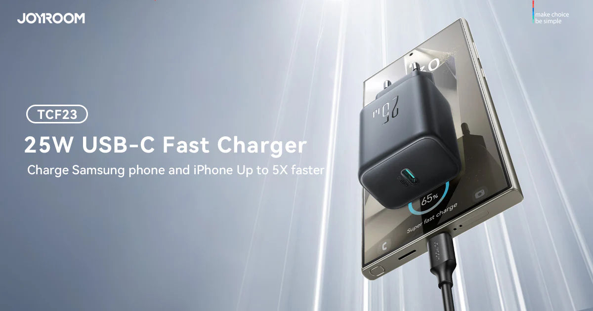 JOYROOM JR-TCF23 25W Charger-Black +C to C  1m cable -White - Astro Store