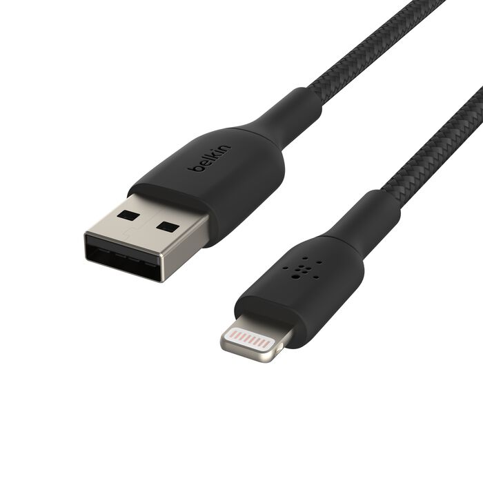 كابل Belkin CAA002bt1MBK BOOST CHARGE™ Lightning إلى USB-A مضفر، 1 متر، أسود