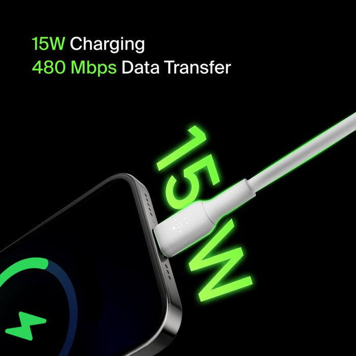 كابل Belkin CAB001bt1MWH BOOST CHARGE™ USB-A إلى USB-C، 1 متر، أبيض