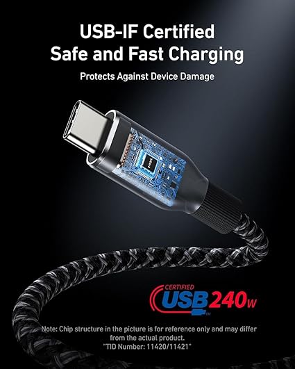 كابل Anker Prime USB-C إلى USB-C A88E2012 (6 أقدام، 240 واط مضفر مُعاد تدويره) أسود