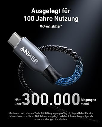 كابل Anker Prime USB-C إلى USB-C A88E2011 بطول 3 أقدام، 240 واط، أسود