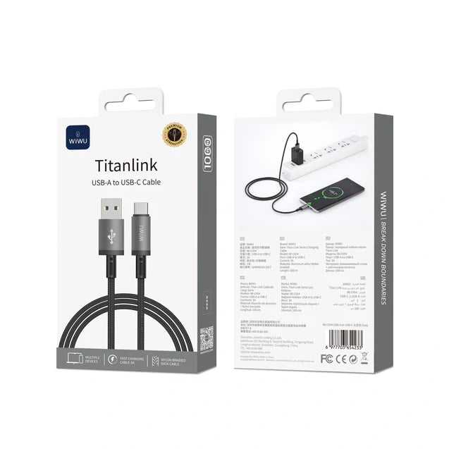 WIWU Wi-C054 Titanlink 3A Cable A-C 1M – Nylon & Alloy