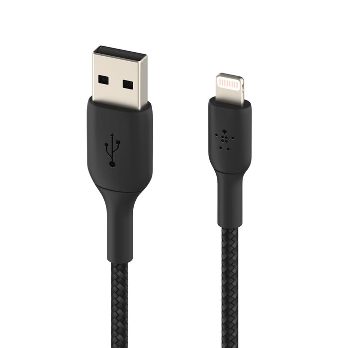 كابل Belkin CAA002bt1MBK BOOST CHARGE™ Lightning إلى USB-A مضفر، 1 متر، أسود