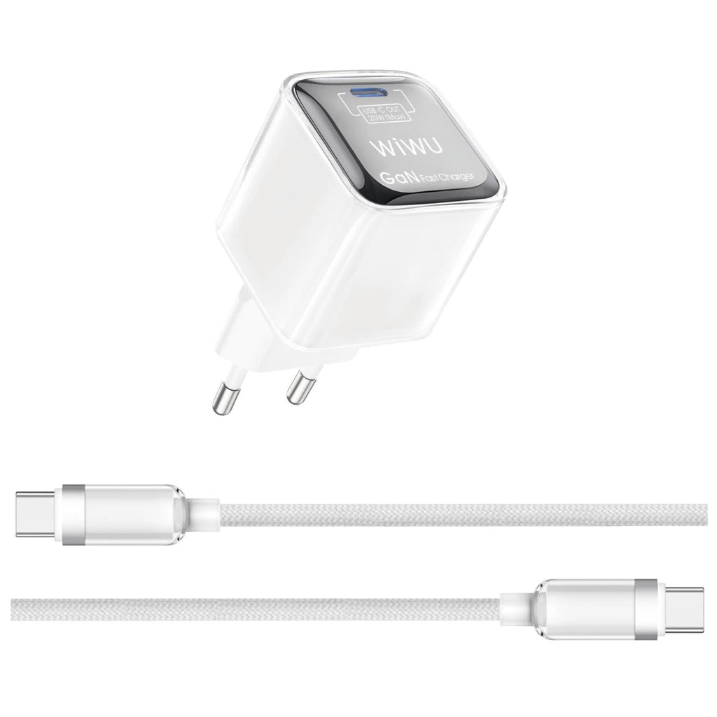 WIWU Jello Wi-U030 GaN Fast Charger USB-C 20W Adapter + Type-C Cable - White