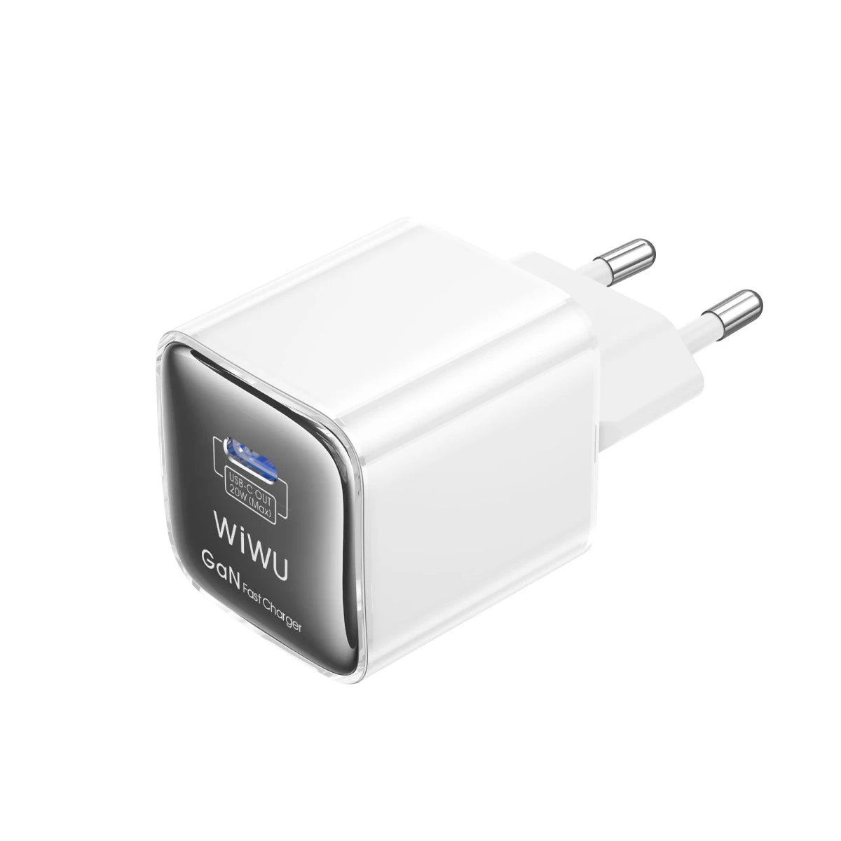 شاحن WIWU Jello Wi-U030 GaN سريع الشحن بمحول USB-C بقوة 20 وات + كابل Type-C - أبيض