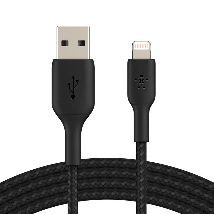 كابل Belkin CAA002bt1MBK BOOST CHARGE™ Lightning إلى USB-A مضفر، 1 متر، أسود