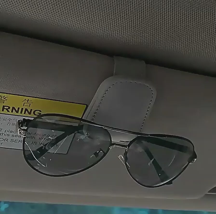 Magnetic Car Sunglasses Holder – Premium Leather Clip