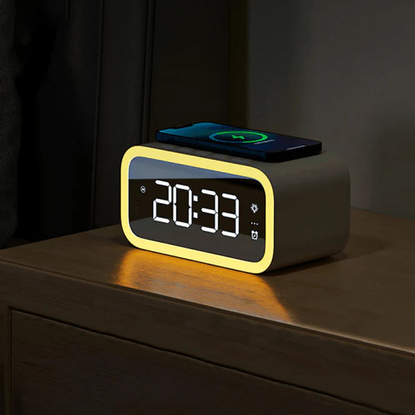 Wiwu -  15W WIRELESS CHARGER WITH DIGITAL ALARM CLOCK WI-W015 - Astro Store