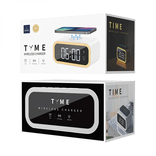 Wiwu -  15W WIRELESS CHARGER WITH DIGITAL ALARM CLOCK WI-W015 - Astro Store